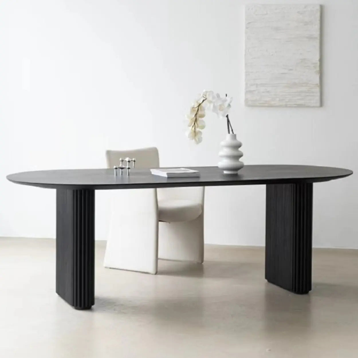 Black Oval Wood Computer Desk — Table Only