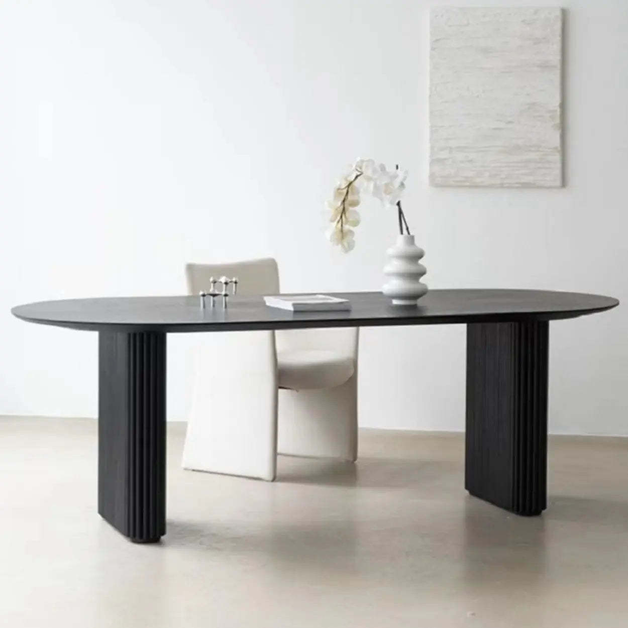 Black Oval Wood Computer Desk — Table Only
