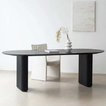 Black Oval Wood Computer Desk — Table Only