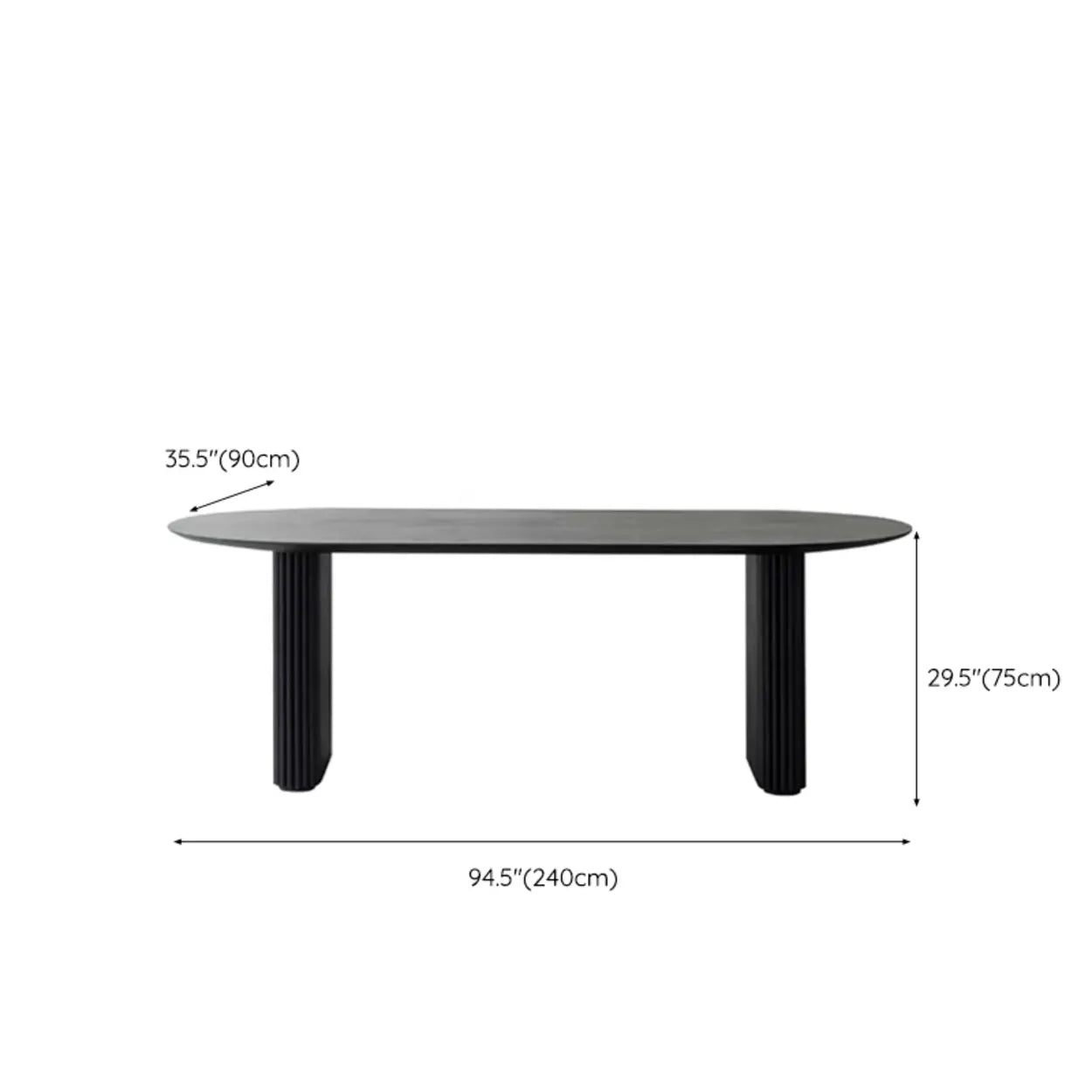 Black Oval Wood Computer Desk