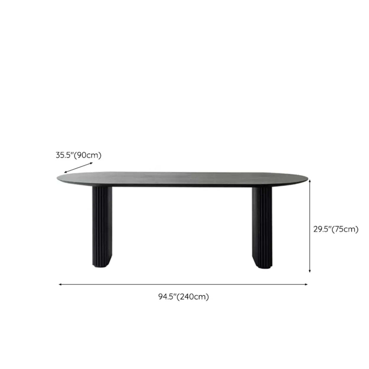 Black Oval Wood Computer Desk