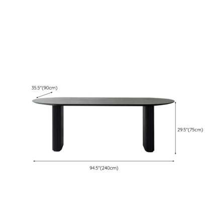 Black Oval Wood Computer Desk