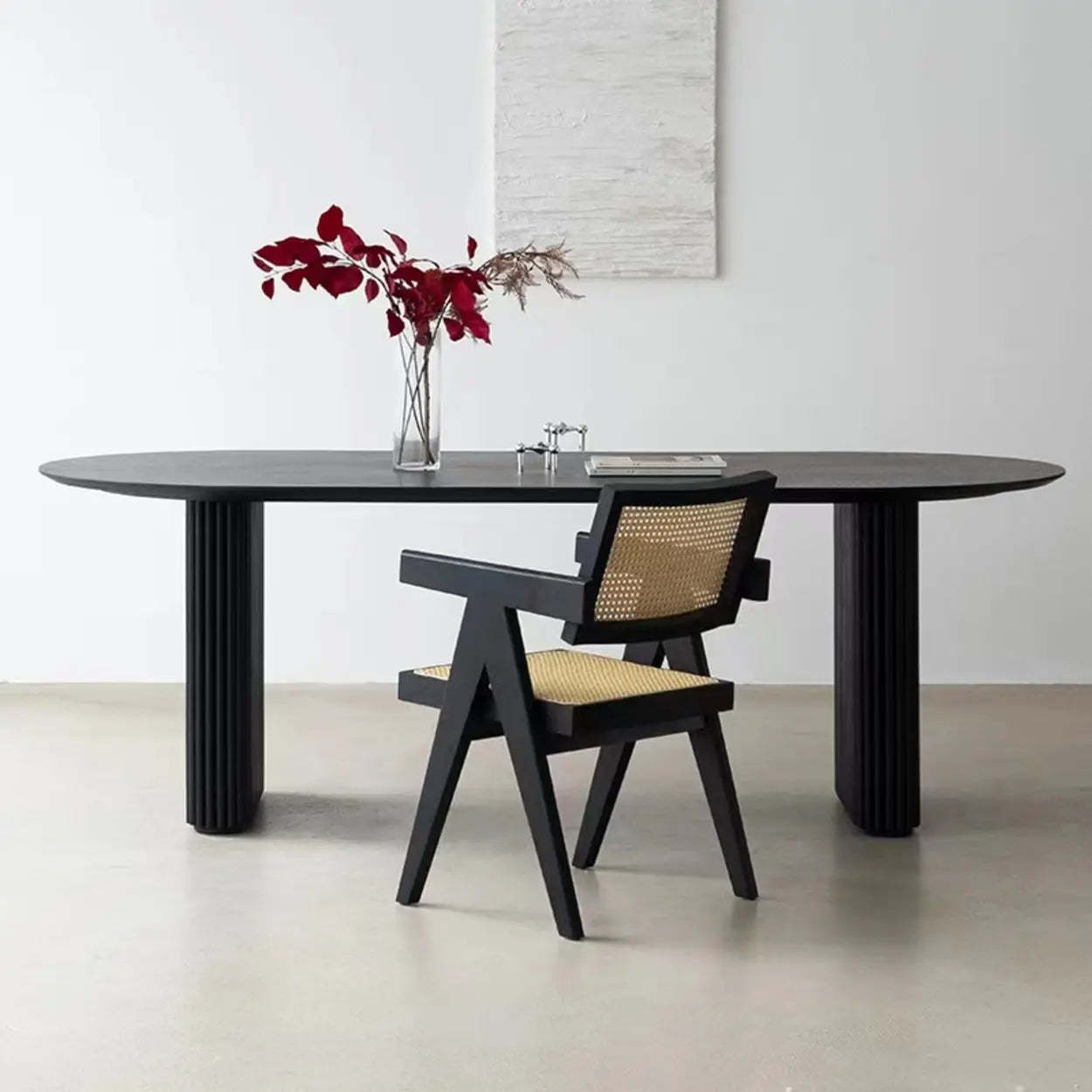 Black Oval Wood Computer Desk — Table Only