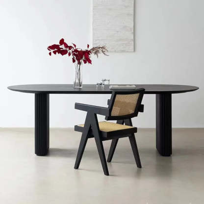 Black Oval Wood Computer Desk — Table Only