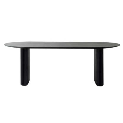 Black Oval Wood Computer Desk — Table Only