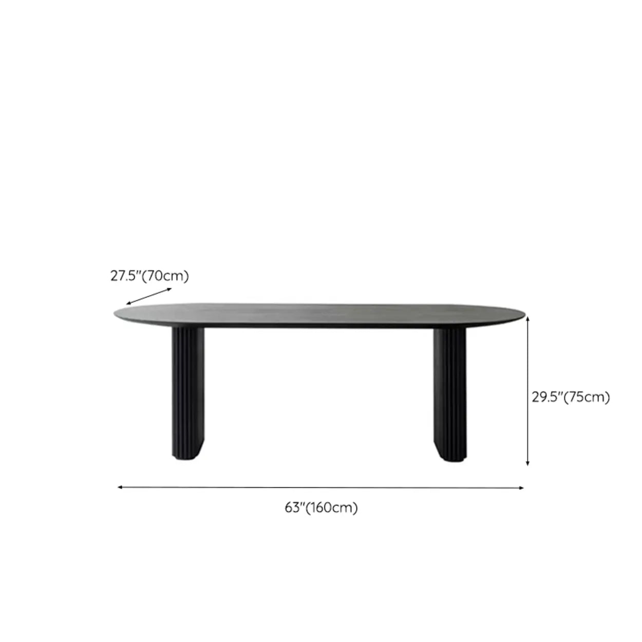 Black Oval Wood Computer Desk