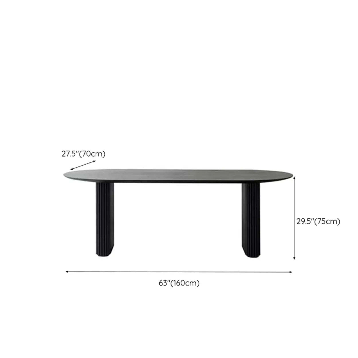 Black Oval Wood Computer Desk