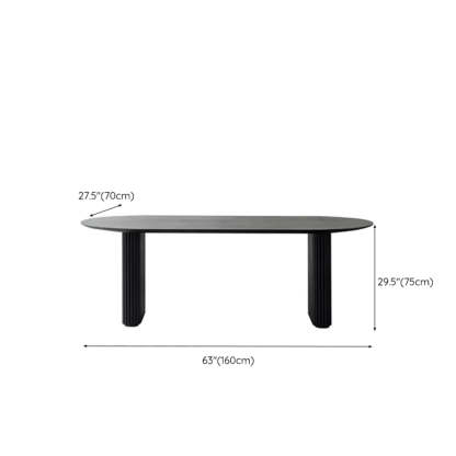 Black Oval Wood Computer Desk