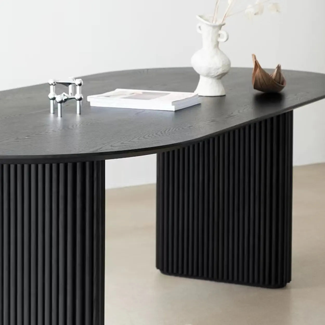 Black Oval Wood Computer Desk — Table Only
