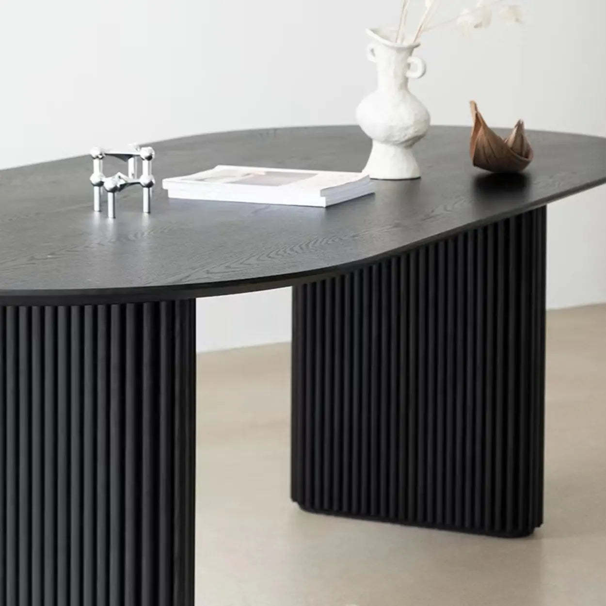 Black Oval Wood Computer Desk — Table Only