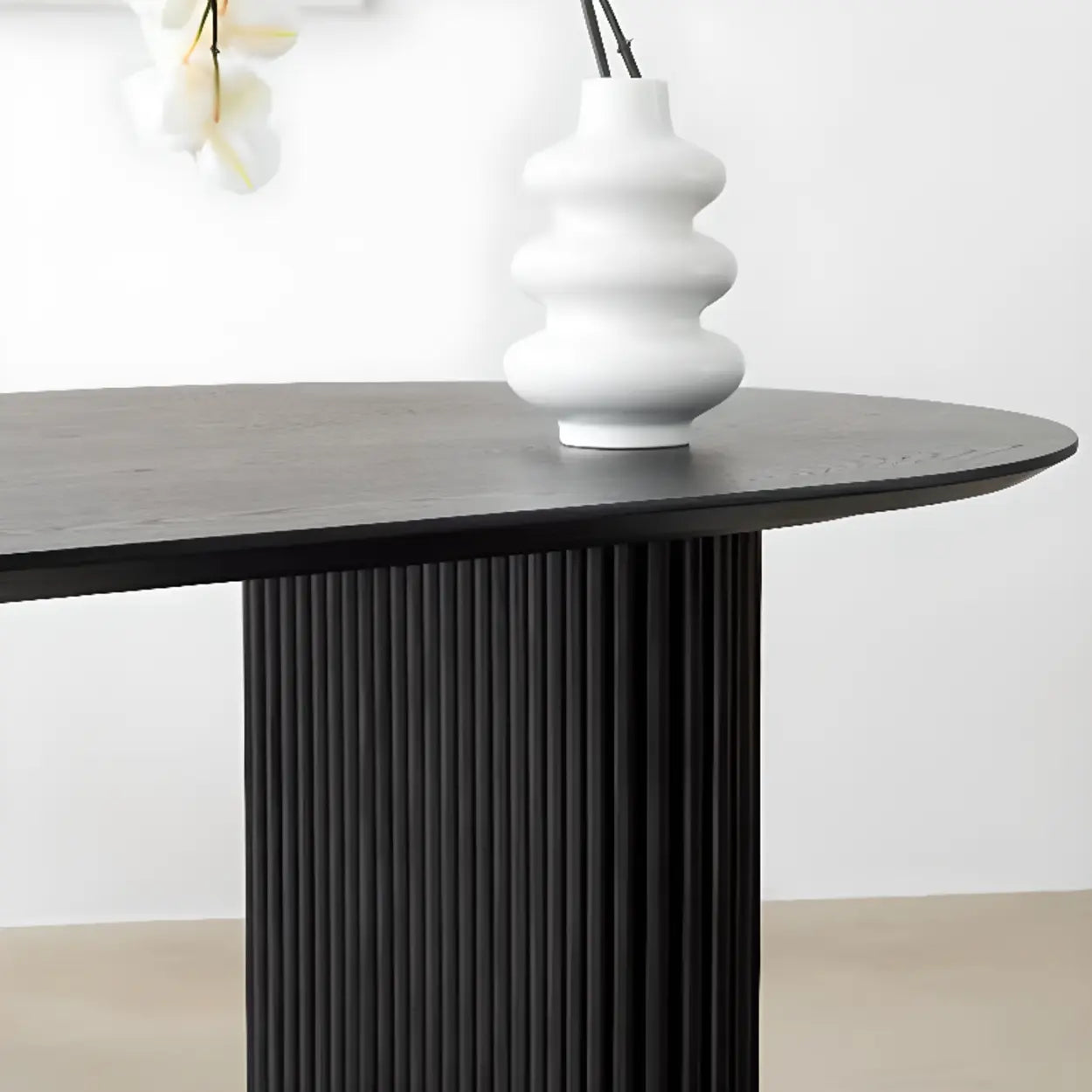 Black Oval Wood Computer Desk — Table Only