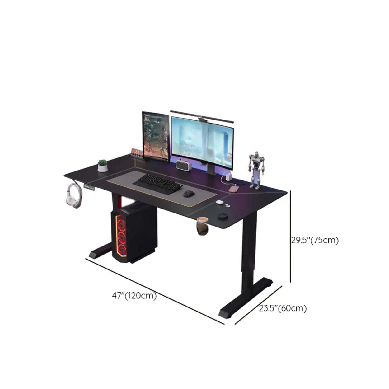 Black Rectangular Leather Computer Desk