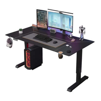 Black Rectangular Leather Computer Desk