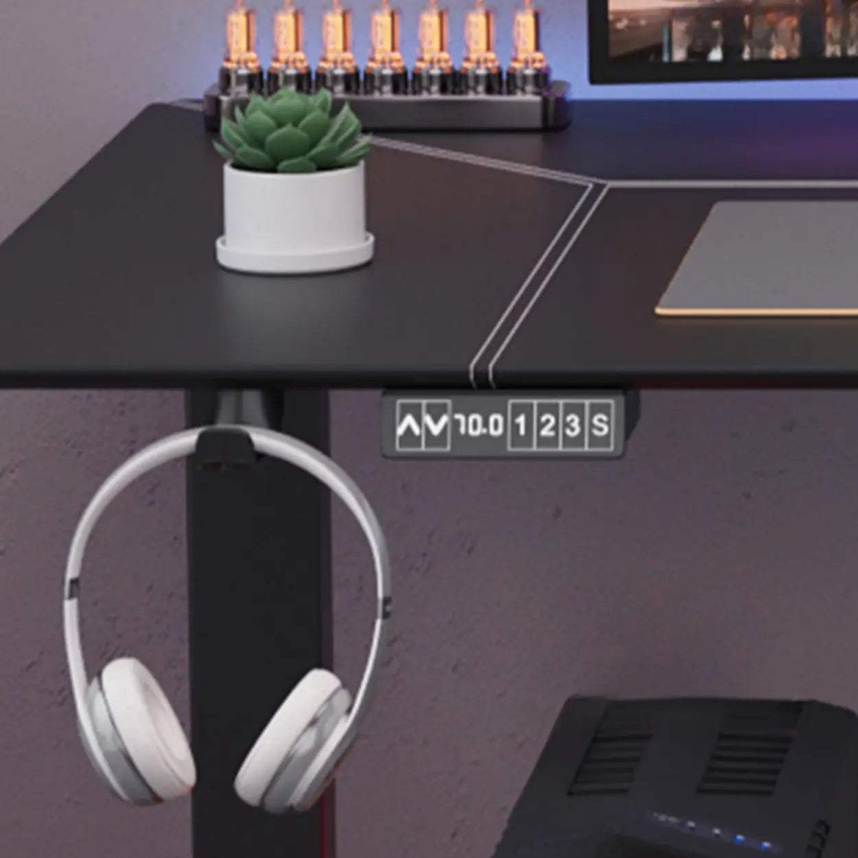 Black Rectangular Leather Computer Desk