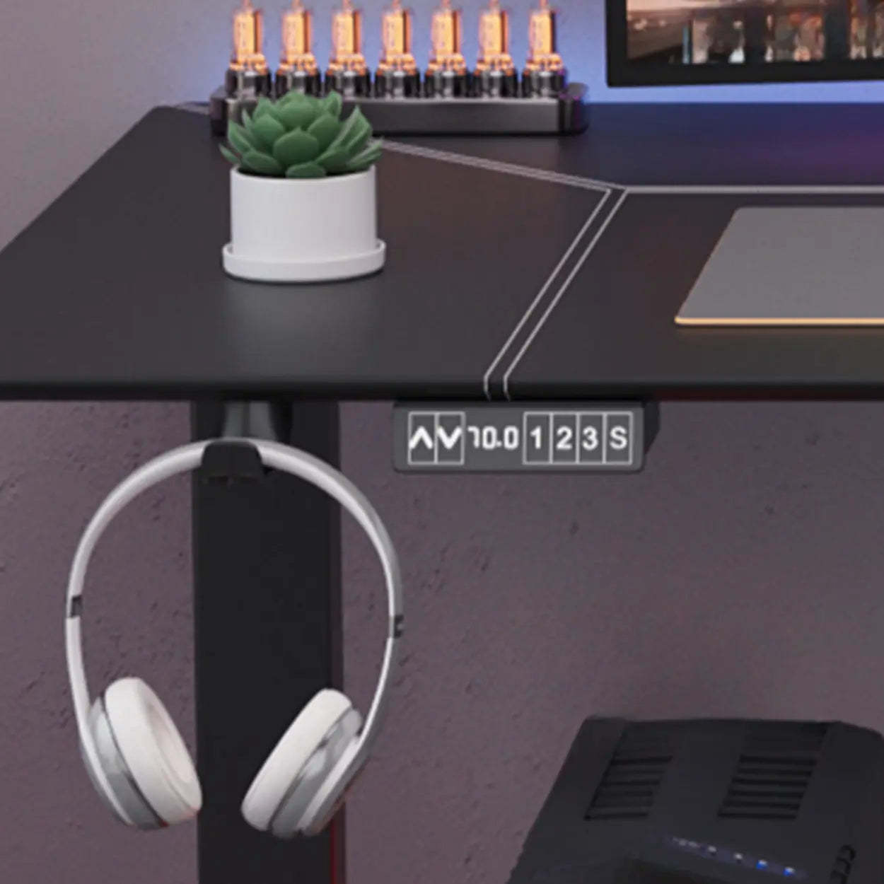 Black Rectangular Leather Computer Desk