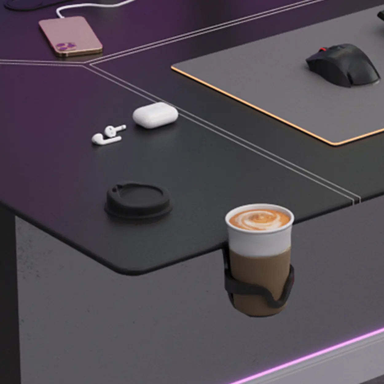 Black Rectangular Leather Computer Desk