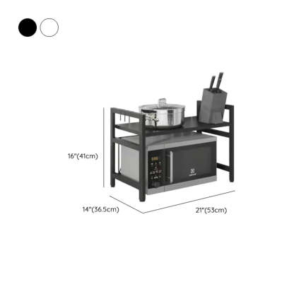 Black Steel Baker's Rack with Microwave Shelf and Hooks