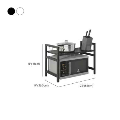 Black Steel Baker's Rack with Microwave Shelf and Hooks