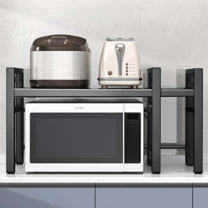 Black Steel Baker's Rack with Microwave Shelf and Hooks — White / Knife Rack & Chopstick Holder & Chopping Board Rack & Hook