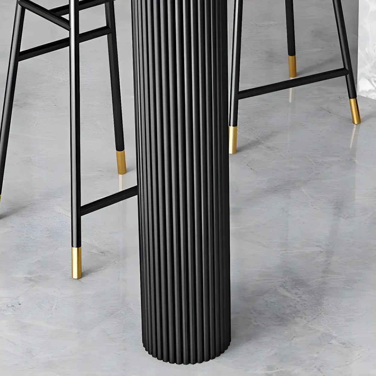 Black Stone Oval Tall Bar Table for Island Dining — Black / Table Only