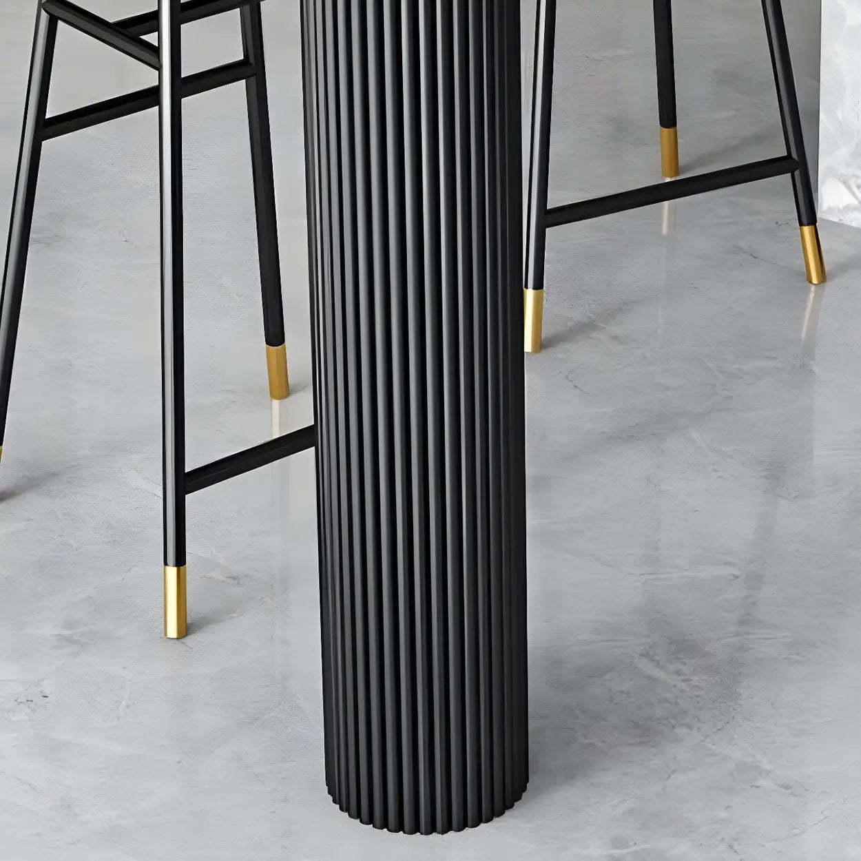 Black Stone Oval Tall Bar Table for Island Dining — Black / Table Only