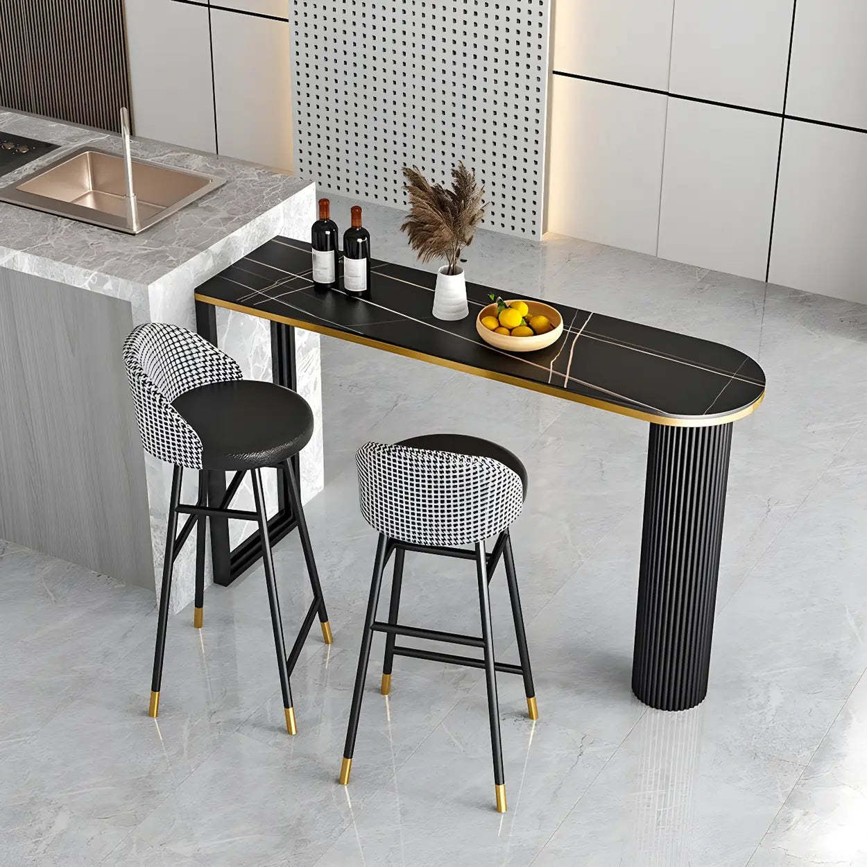 Modern island tall black bar tables — 39.4" L x 15.7" W x 41.3" H