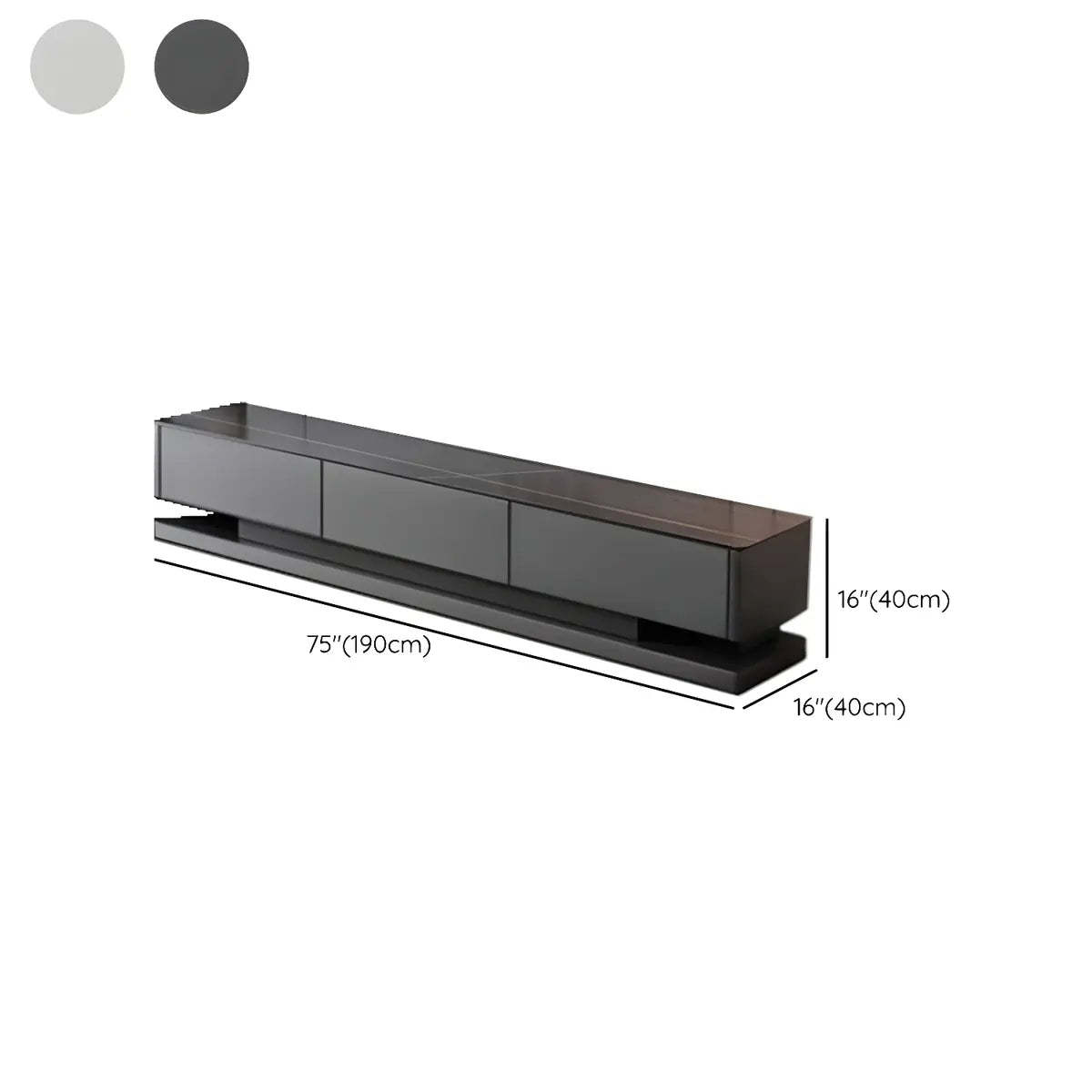 Black Stone Enclosed Drawer TV Stand