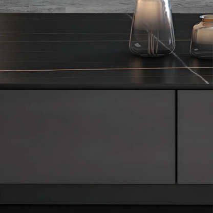 Black Stone Enclosed Drawer TV Stand