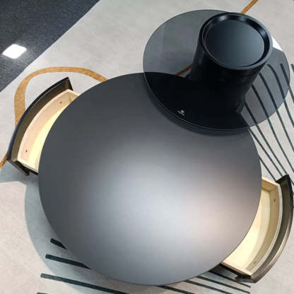 Black Stone Round Drawer Nesting Coffee Table
