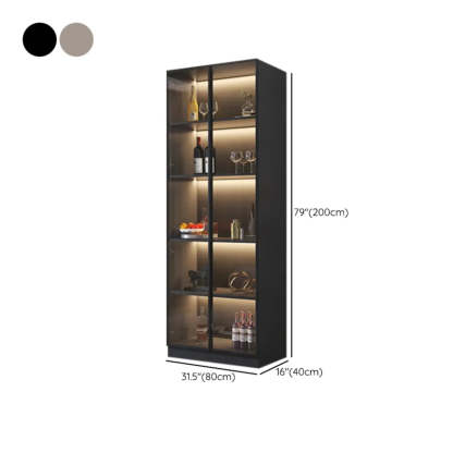 Black Tall Wood Display Wine Cabinet with Lighting