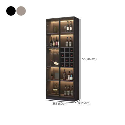 Black Tall Wood Display Wine Cabinet with Lighting