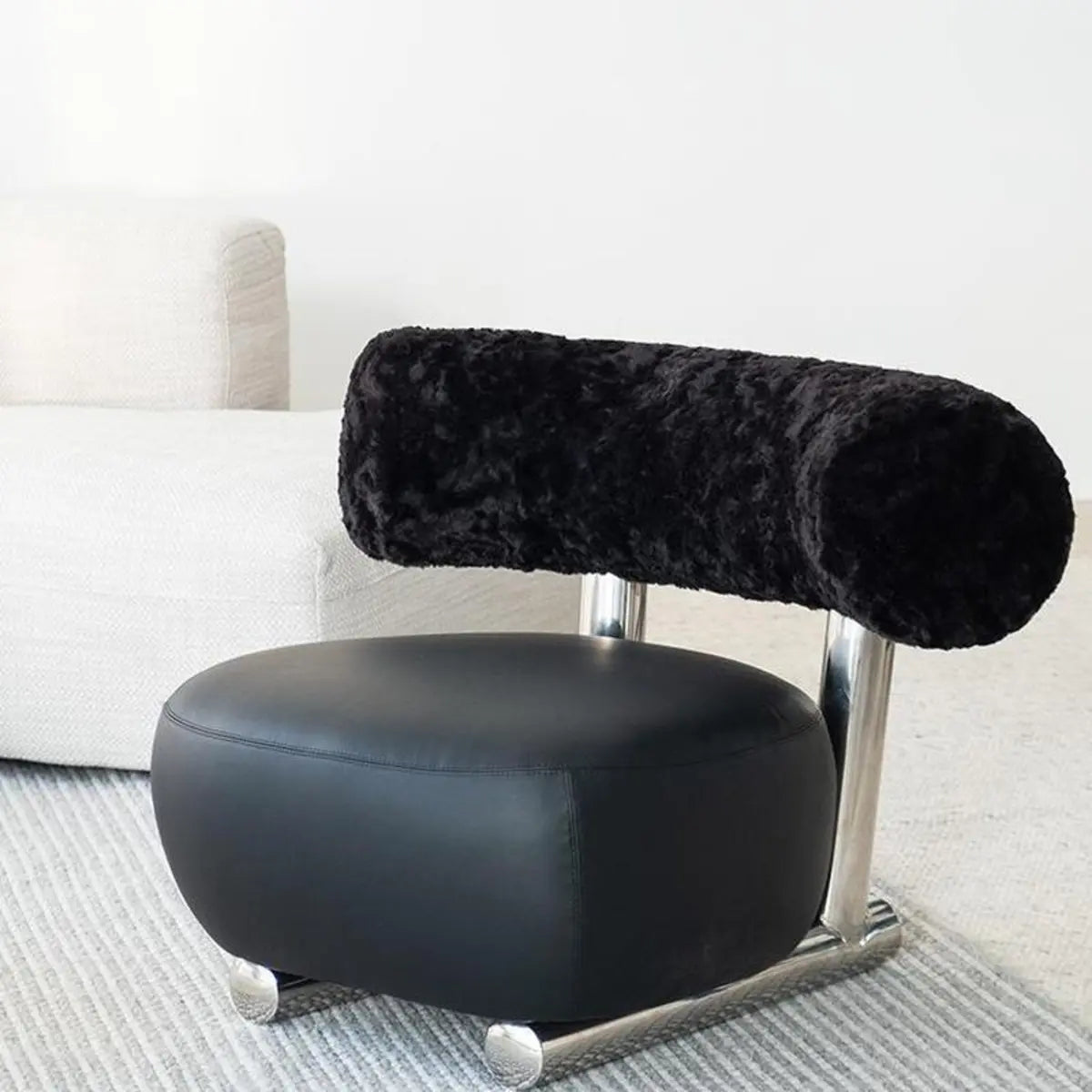 Black Tear-Resistant Microfiber Leather Sled Side Chair — Black / Microfiber Leather