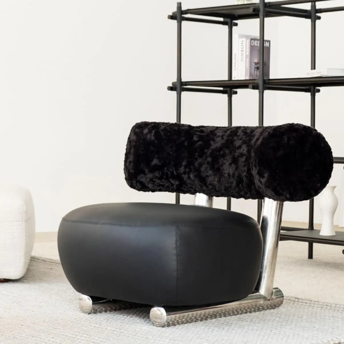 Black Tear-Resistant Microfiber Leather Sled Side Chair