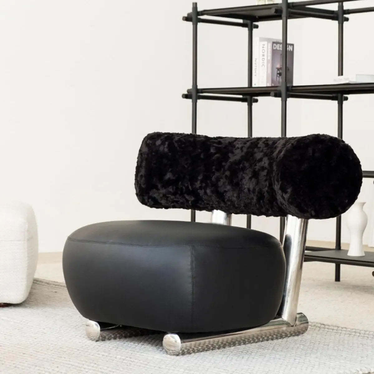 Black Tear-Resistant Microfiber Leather Sled Side Chair