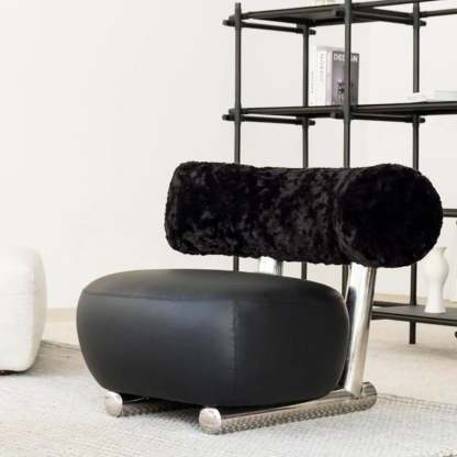 Black Tear-Resistant Microfiber Leather Sled Side Chair