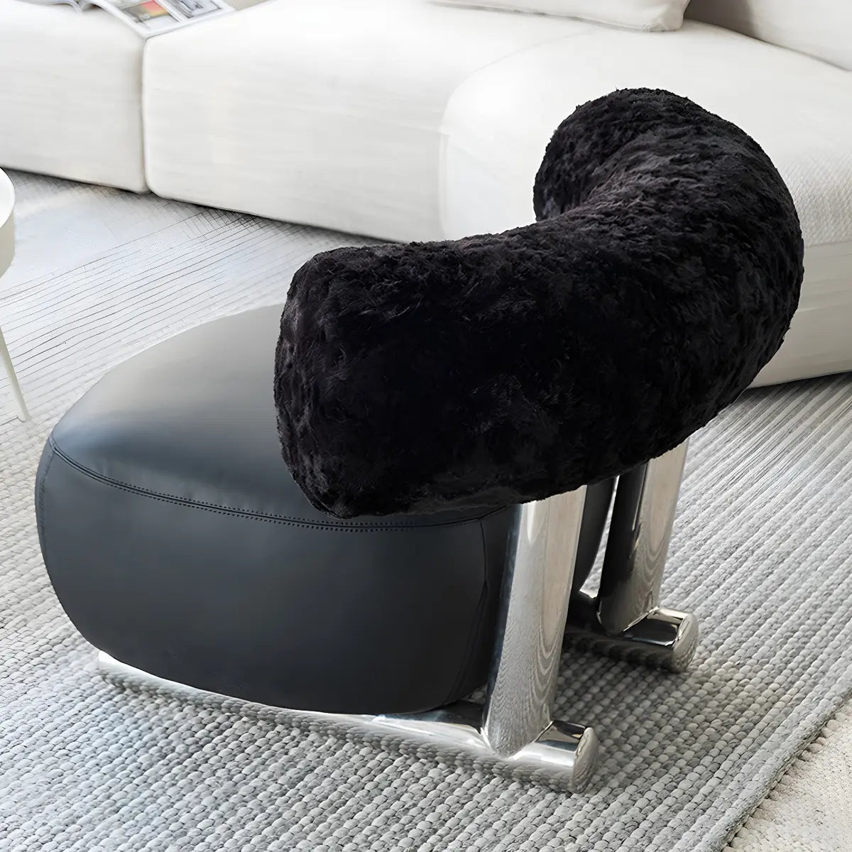 Black Tear-Resistant Microfiber Leather Sled Side Chair