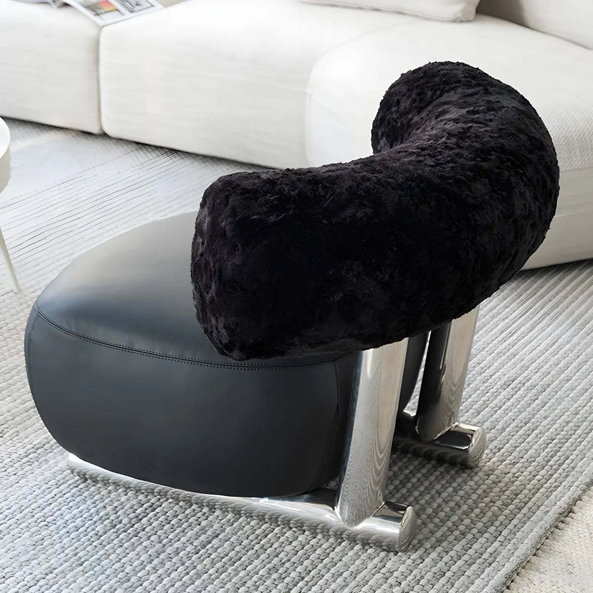 Black Tear-Resistant Microfiber Leather Sled Side Chair