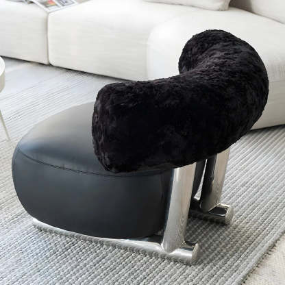 Black Tear-Resistant Microfiber Leather Sled Side Chair
