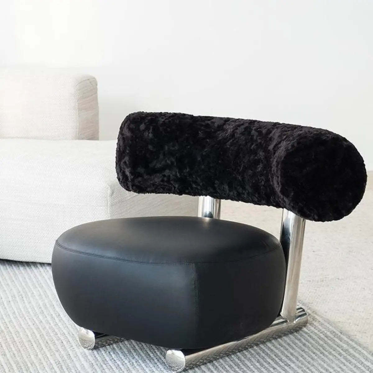 Black Tear-Resistant Microfiber Leather Sled Side Chair — Black / Microfiber Leather