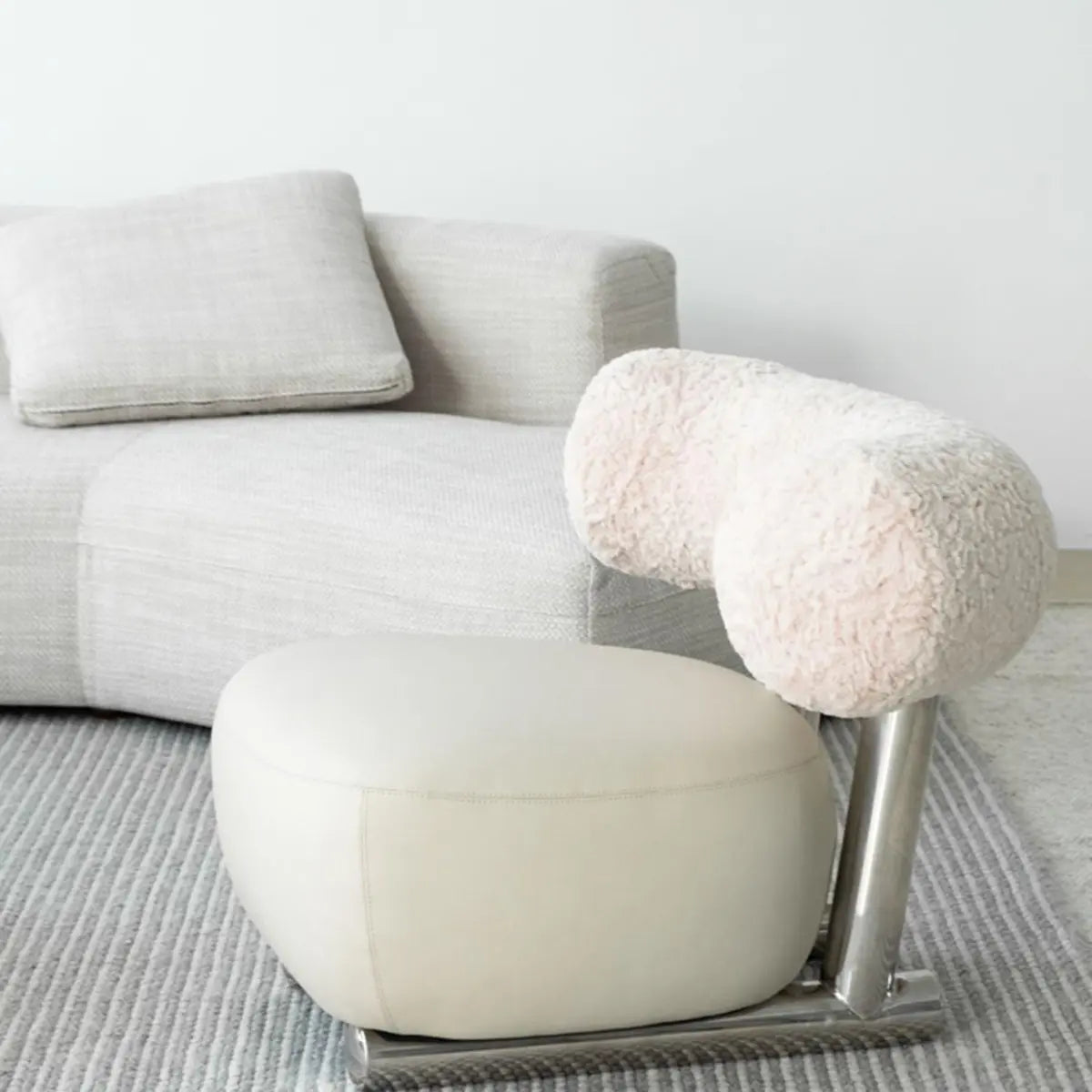 Black Tear-Resistant Microfiber Leather Sled Side Chair — Cream / Microfiber Leather