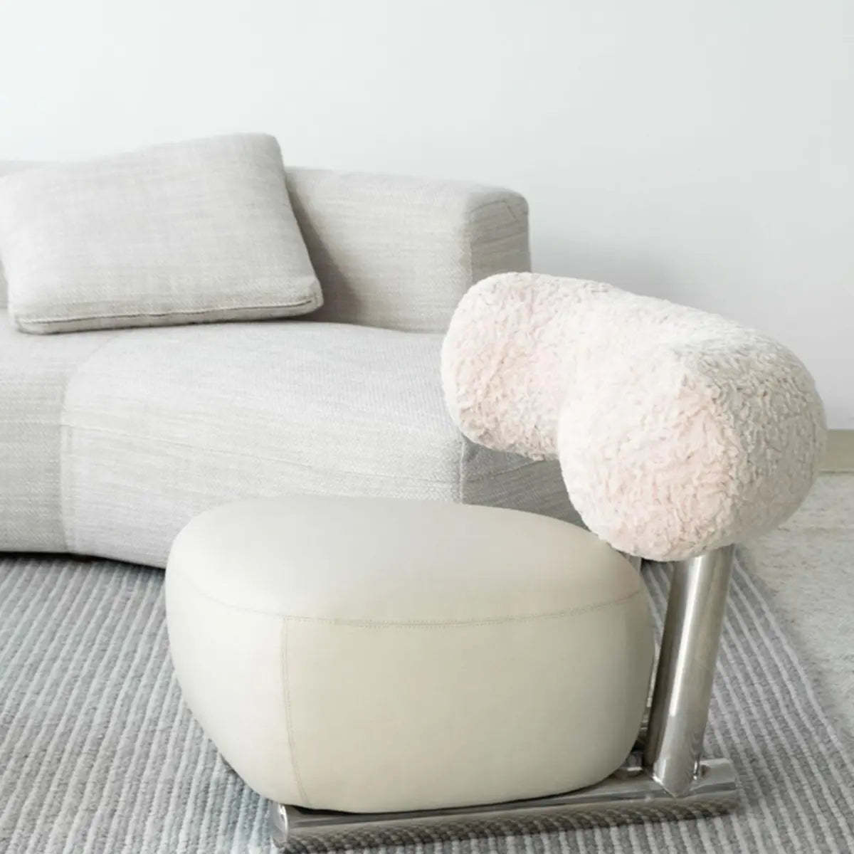 Black Tear-Resistant Microfiber Leather Sled Side Chair — Cream / Microfiber Leather