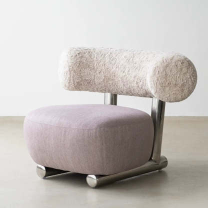 Black Tear-Resistant Microfiber Leather Sled Side Chair — Pink / Chenille