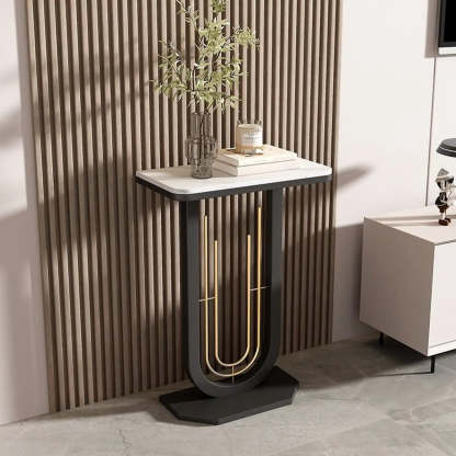 Black U-Shaped Sintered Stone Entry Console