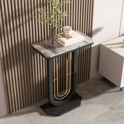 Black U-Shaped Sintered Stone Entry Console
