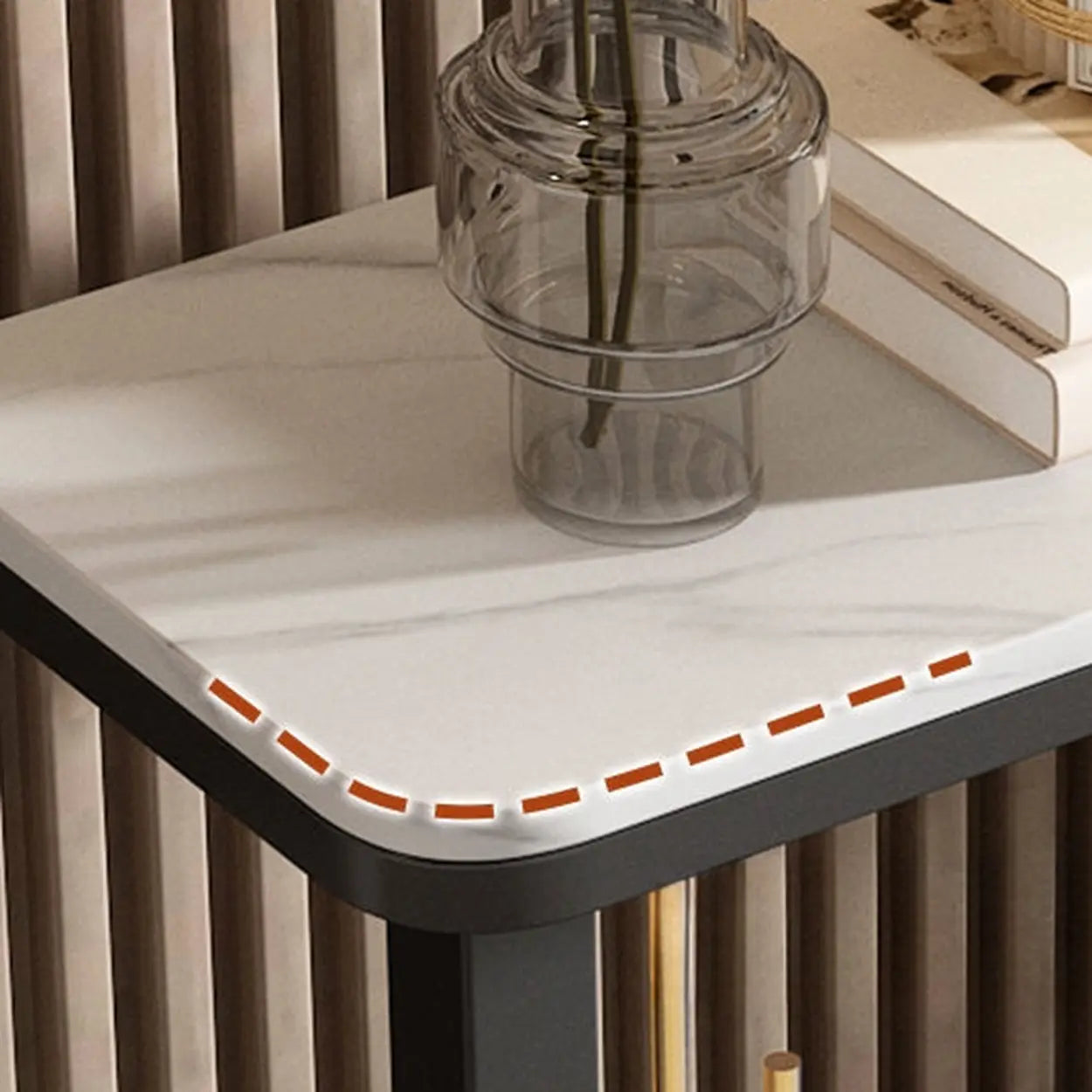 Black U-Shaped Sintered Stone Entry Console — Black / Matte Gray