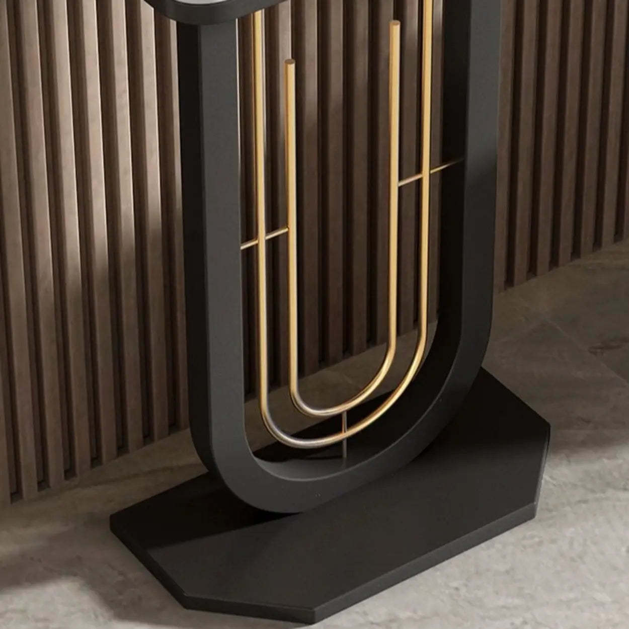 Black U-Shaped Sintered Stone Entry Console — Gold / White