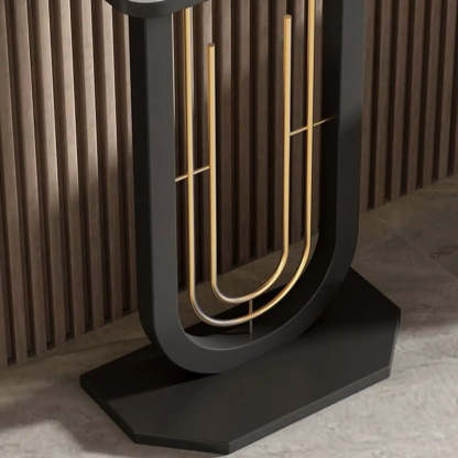 Black U-Shaped Sintered Stone Entry Console — Gold / White