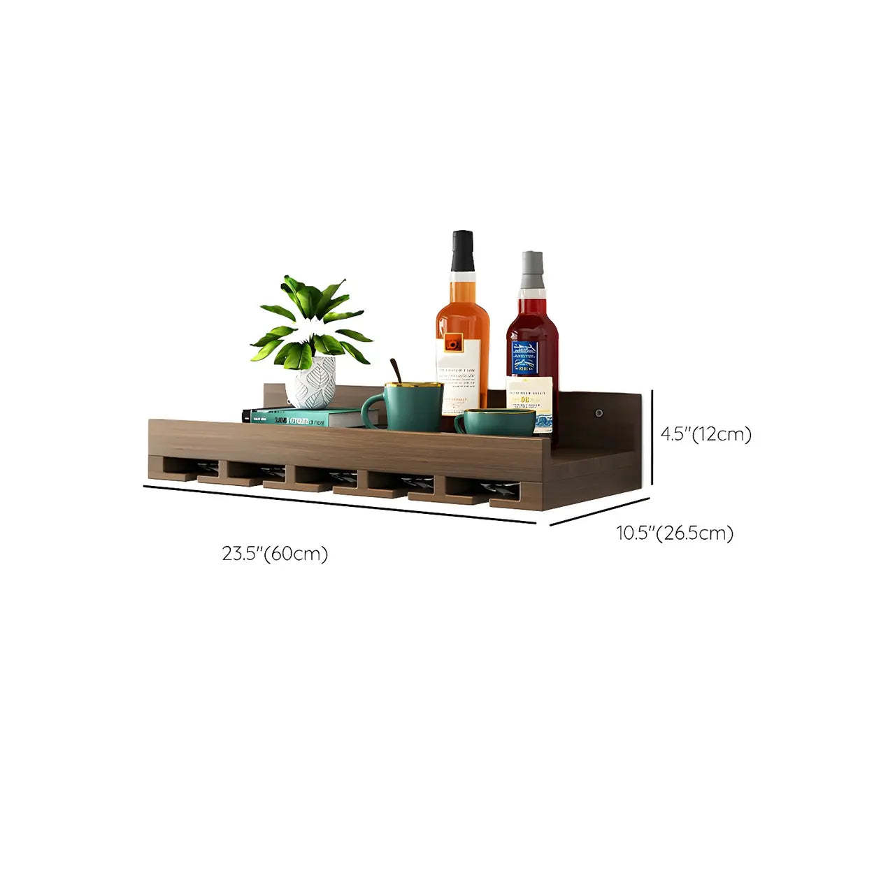 Wall-Mounted Wood Wine and Glass Rack