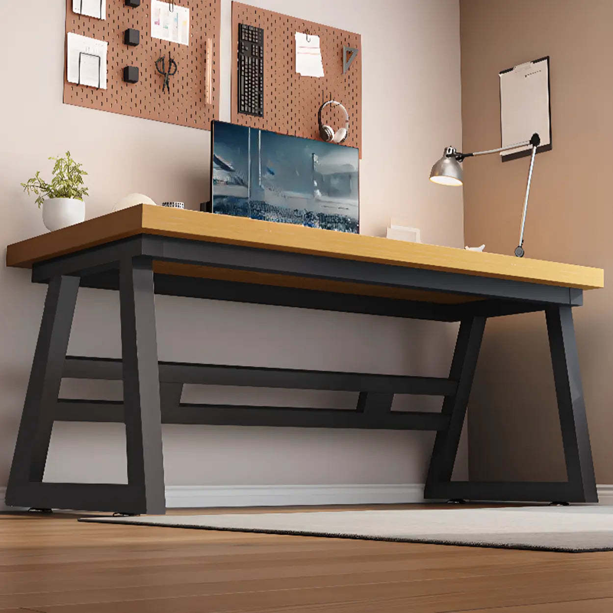 Black Walnut Butcher Block Sled Writing Desk — Natural Finish / Table Only
