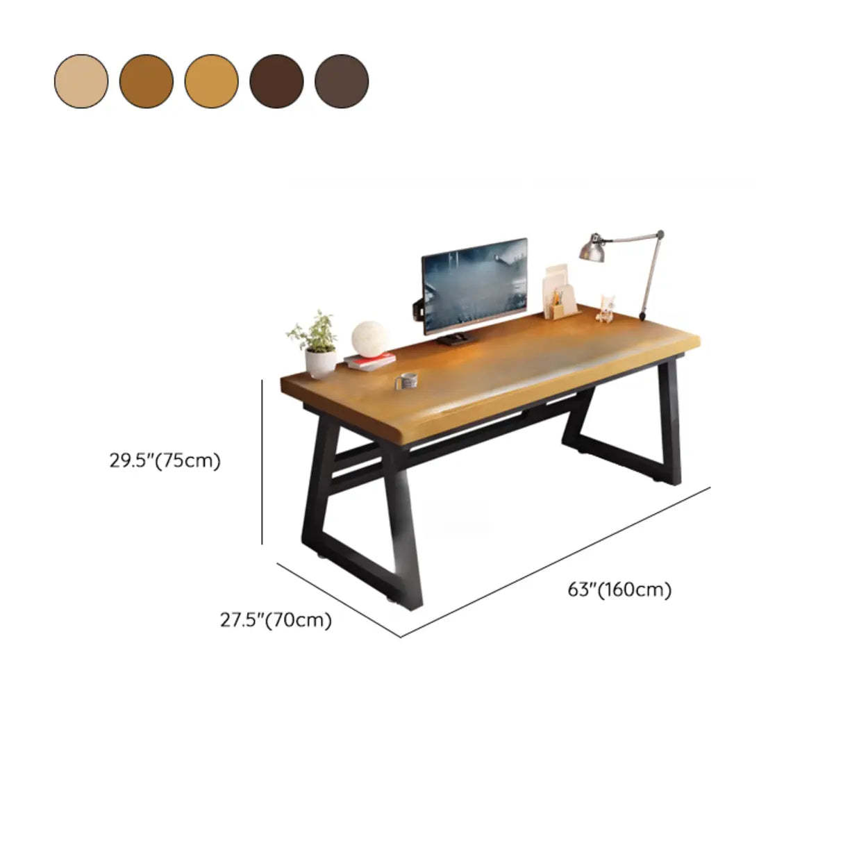 Black Walnut Butcher Block Sled Writing Desk — Natural Finish / Table Only